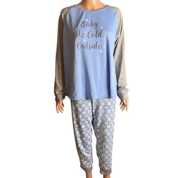 Cuddl Duds Women’s Winter Pajamas XL Cozy Warm Soft Snowflake Sleepwear - Picture 1 of 7